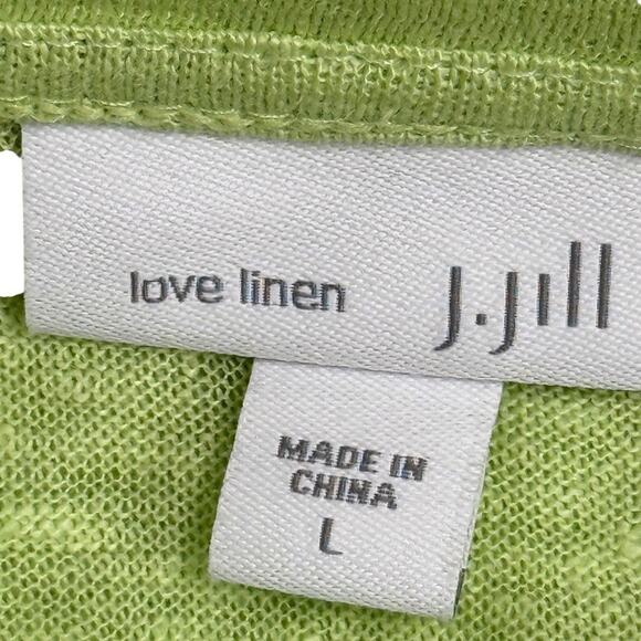 J Jill Love 100% Linen Knot Front Sleeveless Knit Lime Green Top Shirt sz L - Picture 16 of 16